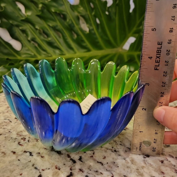 Pretty Studio Nova Solaris Blue Green Glass Bowl with Original Sticker and Box - Picture 6 of 10